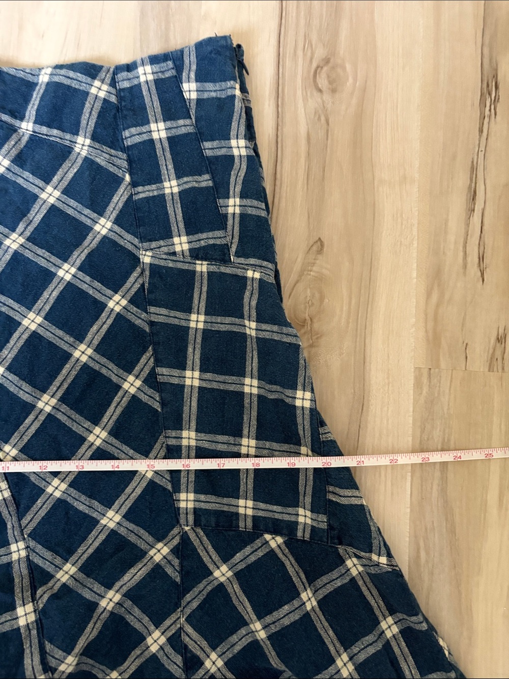 VTG Lauren Ralph Lauren Blue Patchwork Plaid Midi Skirt - Picture 14 of 15